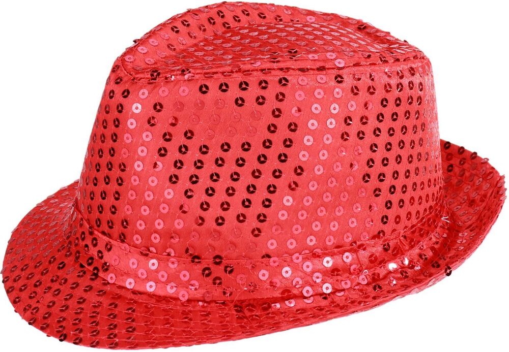 8820 Sequins Fedora Hat for Boy Girls Western Jazz Dance Hats Red